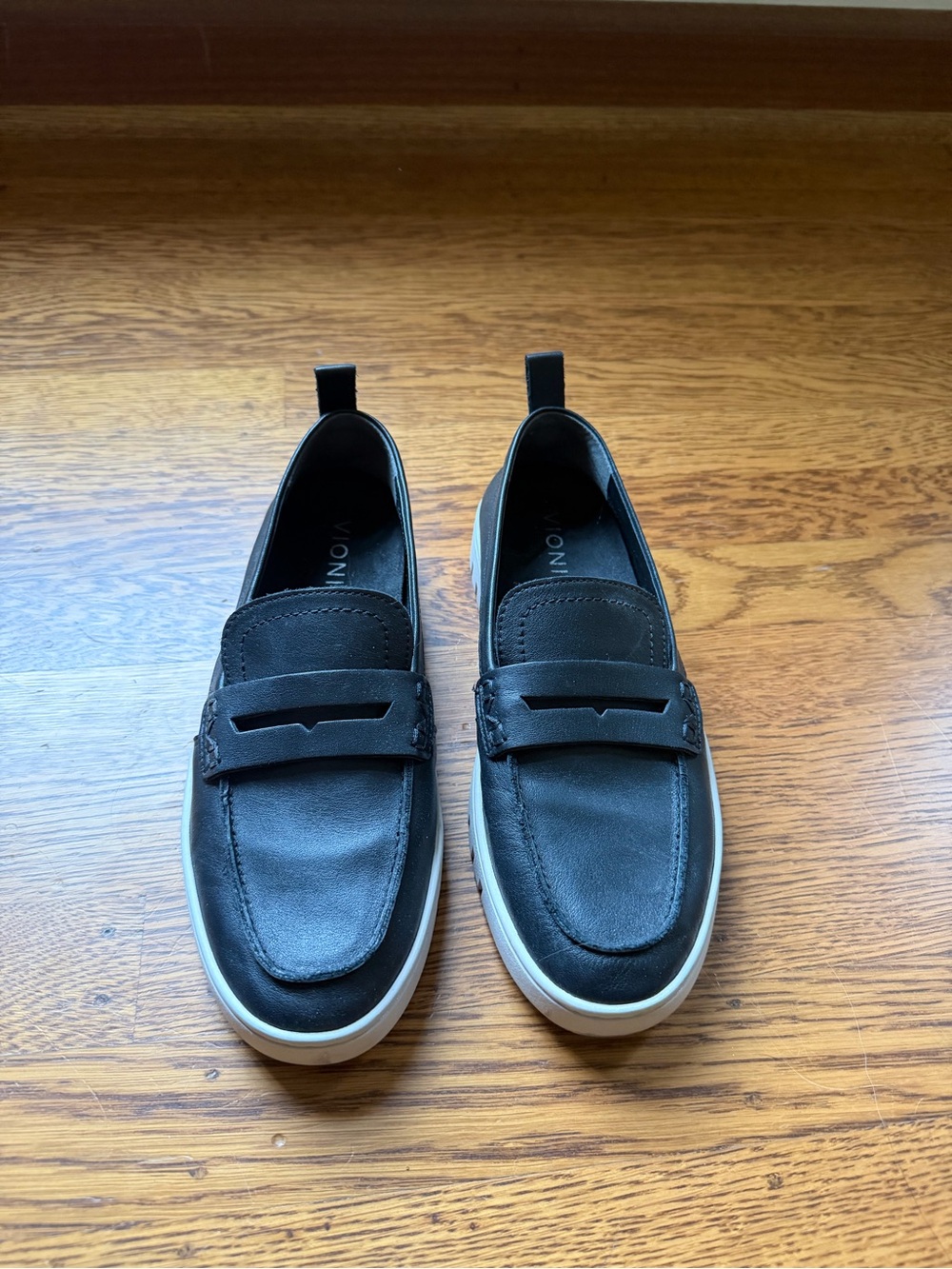 Black Slip-On Loafers with White Sole